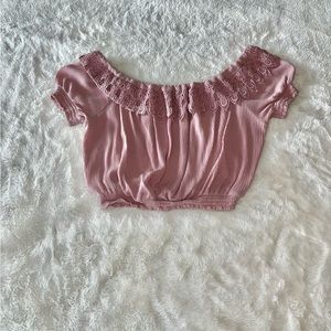 Pink off shoulder crop top